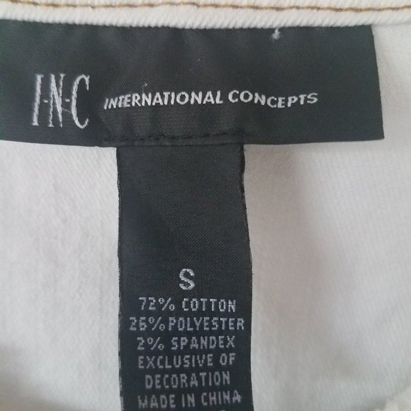 Jean jacket women white beaded trim INC size S - Picture 8 of 8